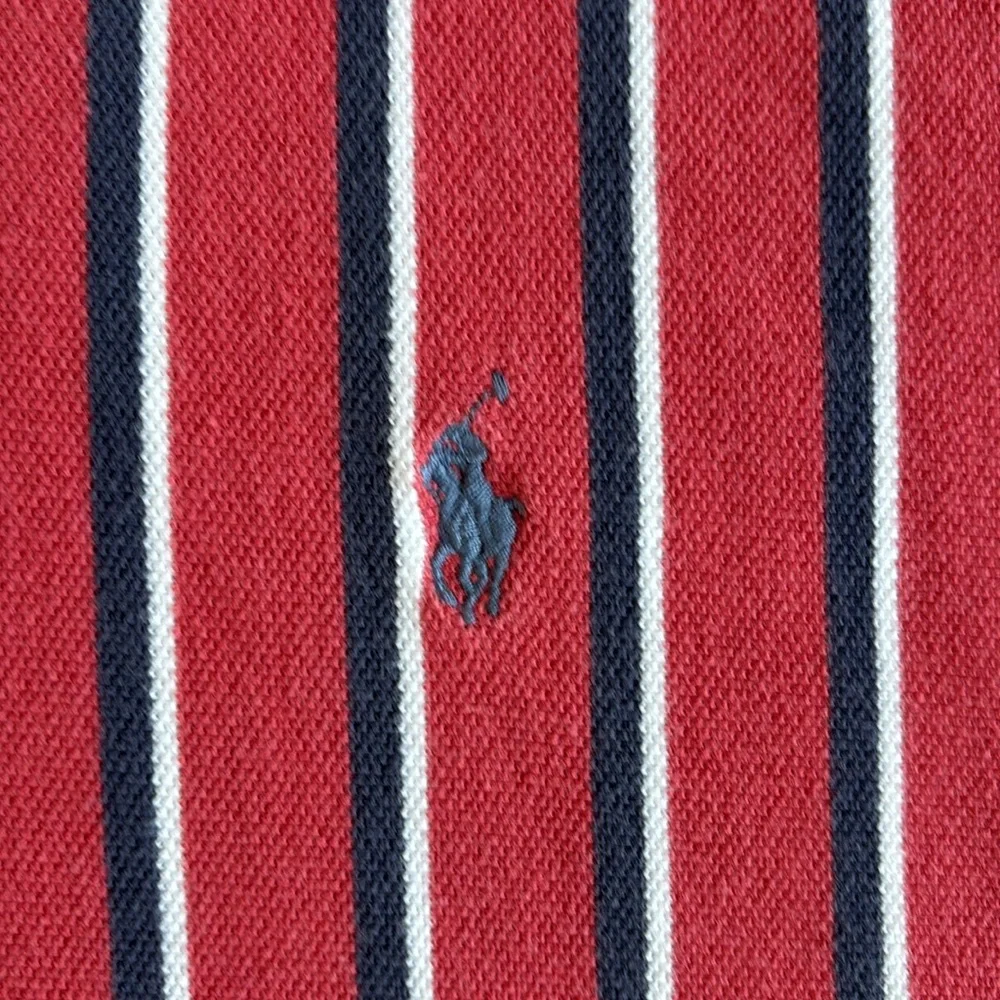 Vintage Polo Ralph Lauren Red White Striped Pique Golf Polo Shirt Men’s XXL Tall
